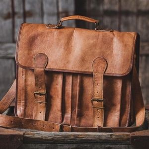 Leather briefcase satchel